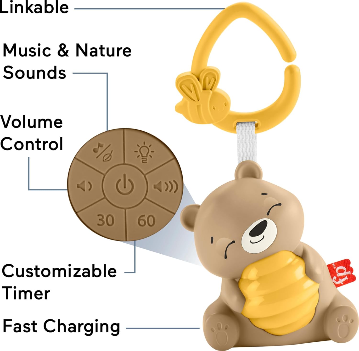Detalle de Fisher Price Beary Soothing Portable Sound Machine: Gentle bedtime companion for newborns