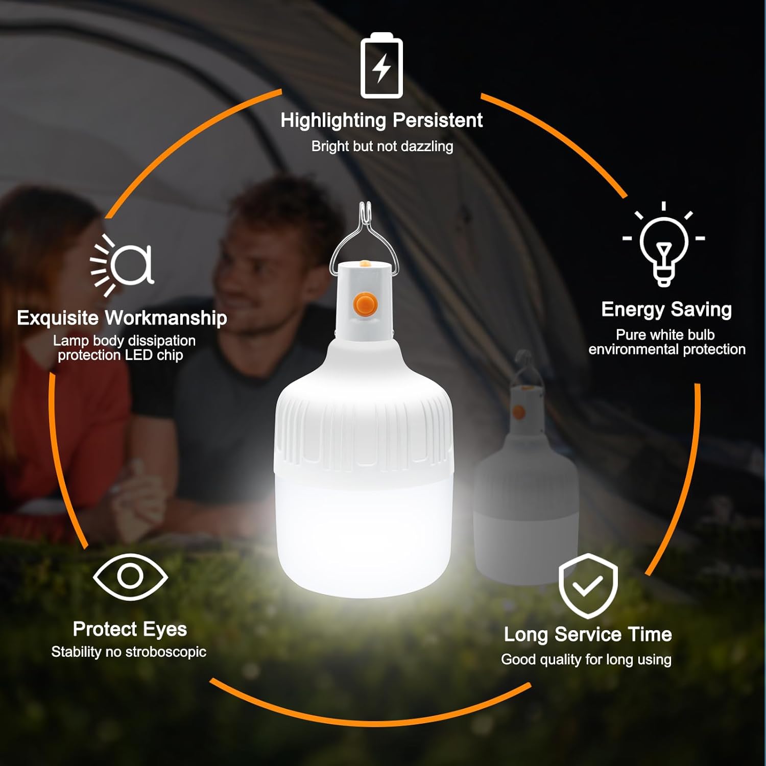 Thumbnail 3 de Ledeak 2 Pcs Camping Light – USB Rechargeable 500-Lumen Lanterns