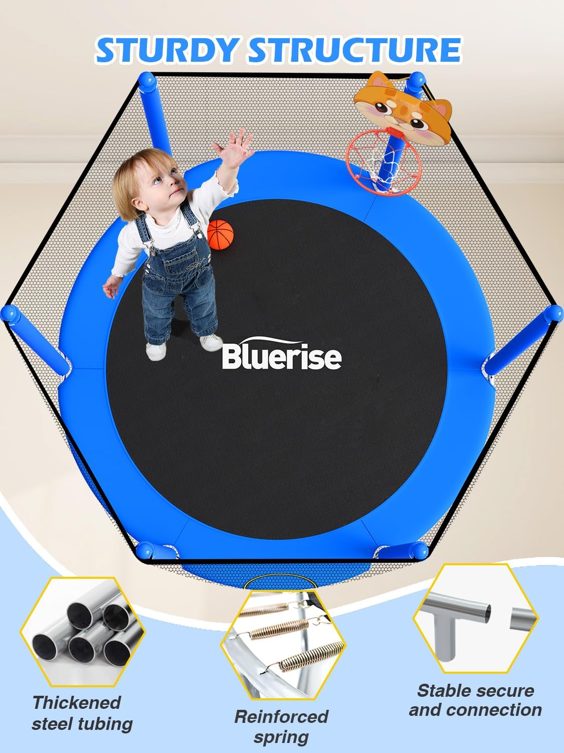 Thumbnail 4 de BLUERISE 60" Trampoline for Kids with Hoop