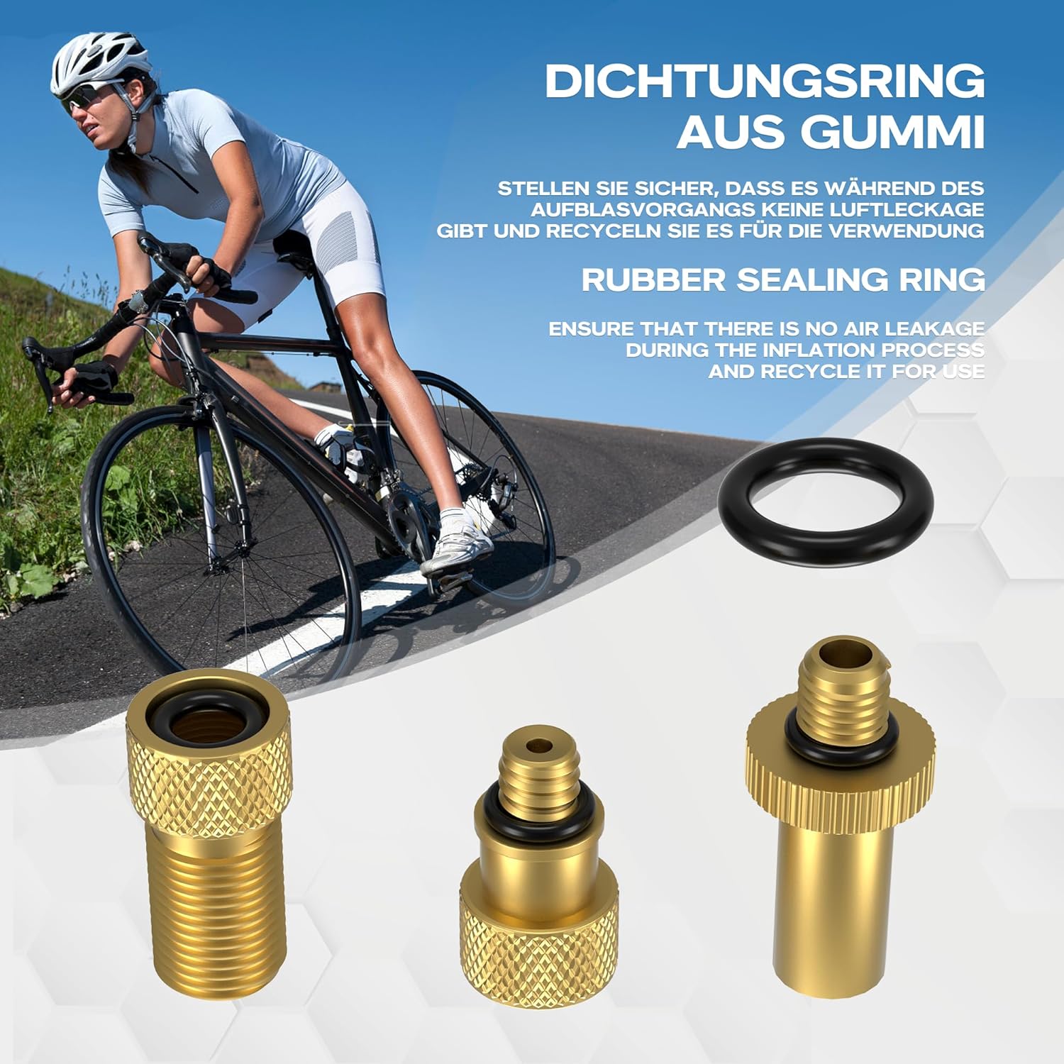 Detalle de WATSABRO Fahrradventil Adapter Set – Universelle Adapterlösung für AV, SV und DV mit praktischer Aufbewahrungsbox