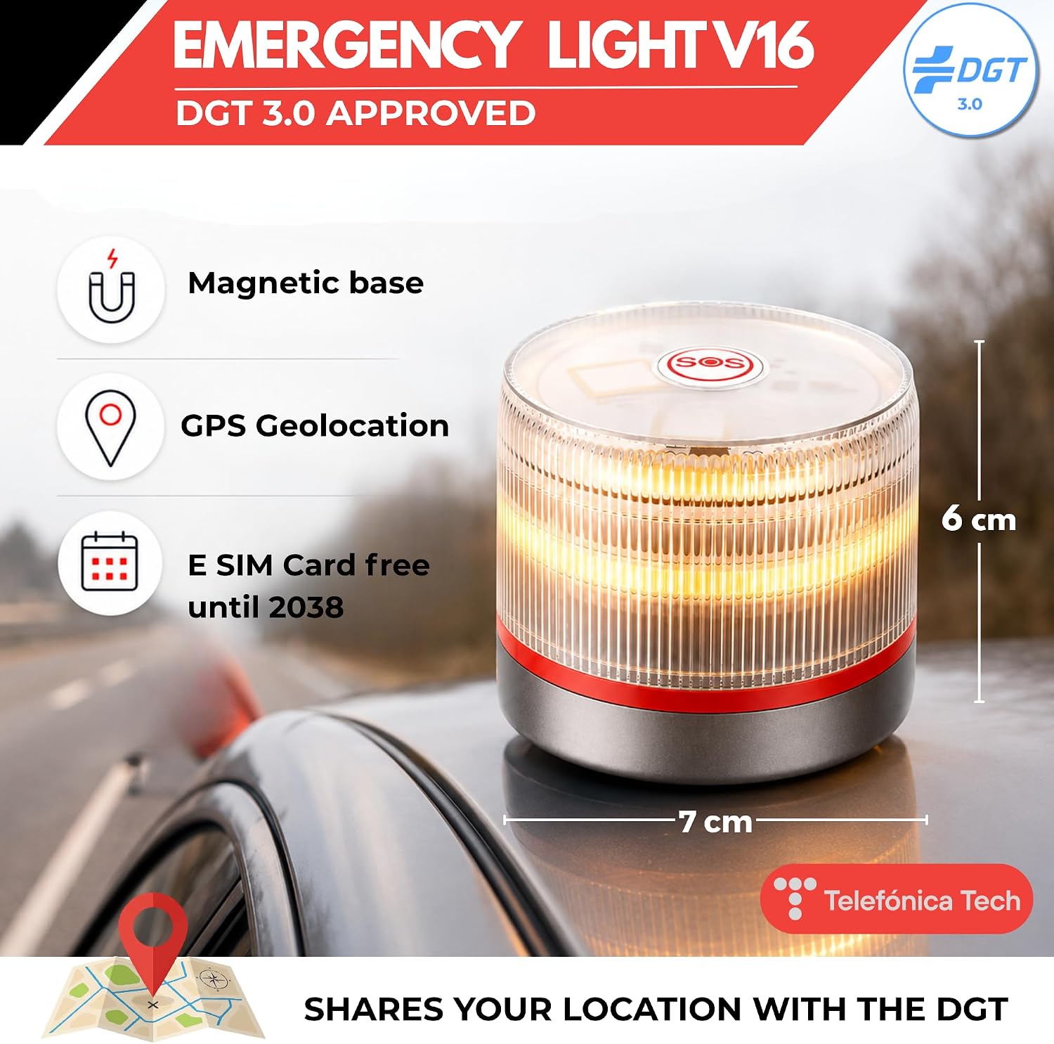 Detalle 2 de MAGIC SELECT Luce di Emergenza V16 DGT 3.0 Omologata con Geolocalizzazione