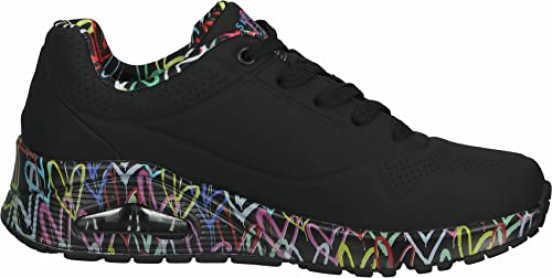 Detalle de Skechers Uno Loving Love, sneaker da donna nere in pelle sintetica, 39 EU