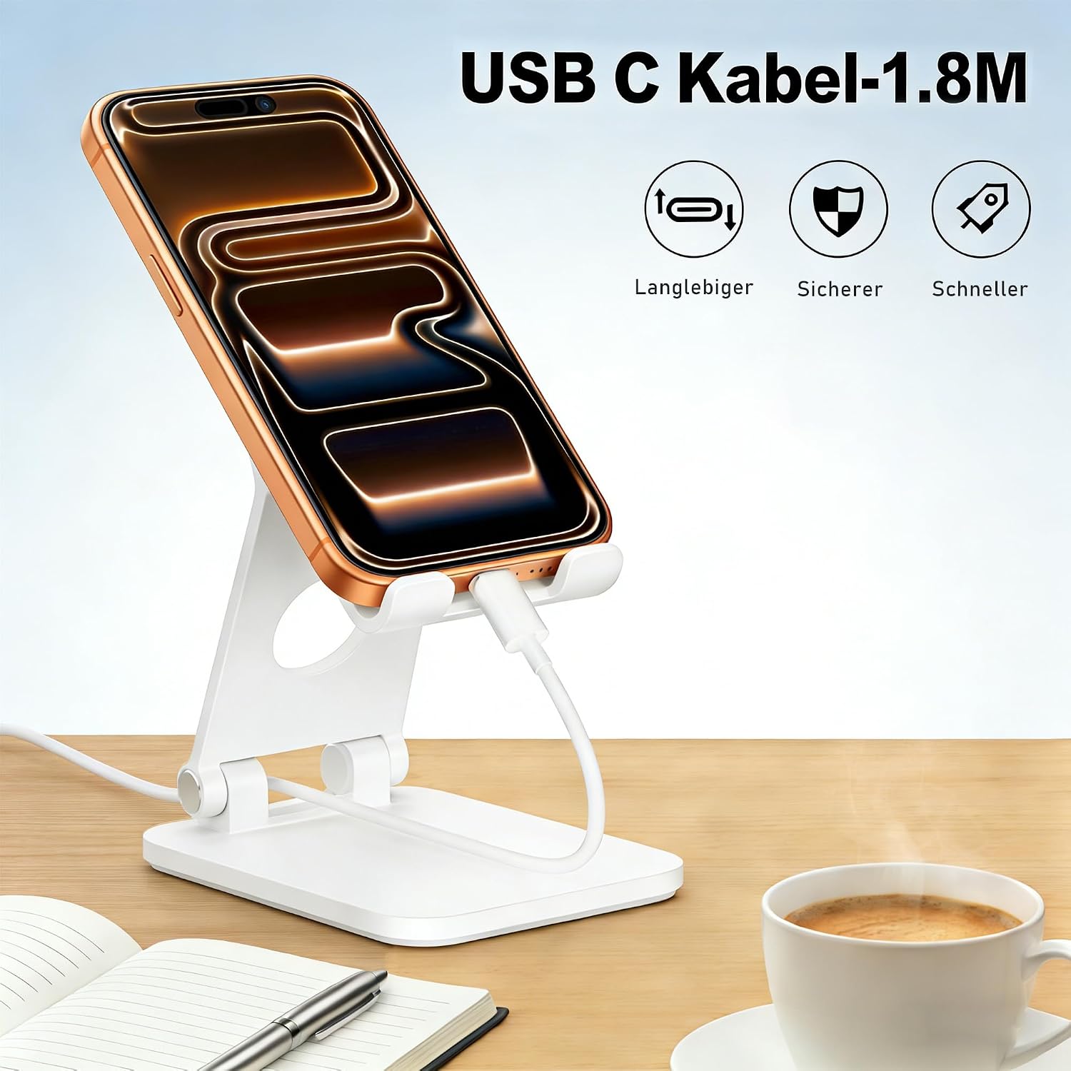 Detalle 2 de Caricatore USB-C 25W con Cavo 2m e Due Porte: Ricarica Veloce per iPhone, Samsung e Oltre