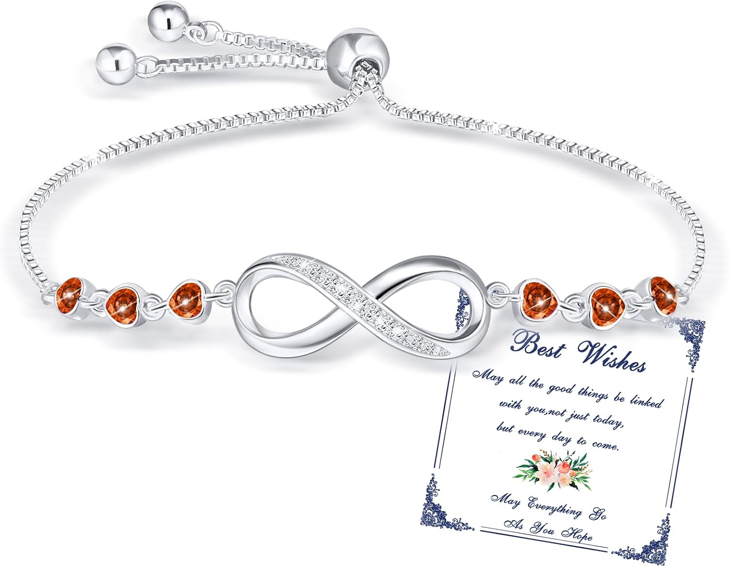 Detalle de Esmoly Pulsera Infinity con 12 piedras naturales
