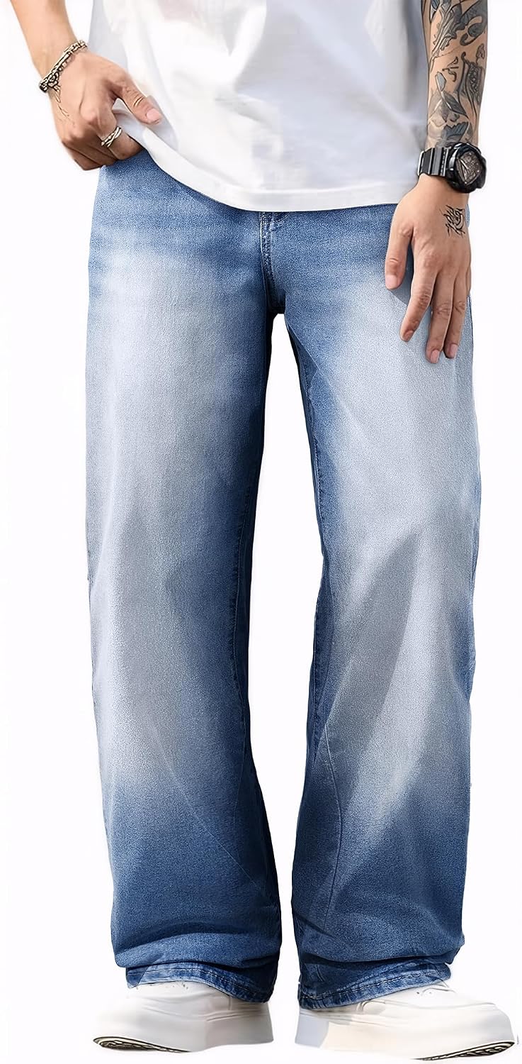 Detalle de JMIERR Herren Baggy Jeans – lockere Passform, Vintage-Style