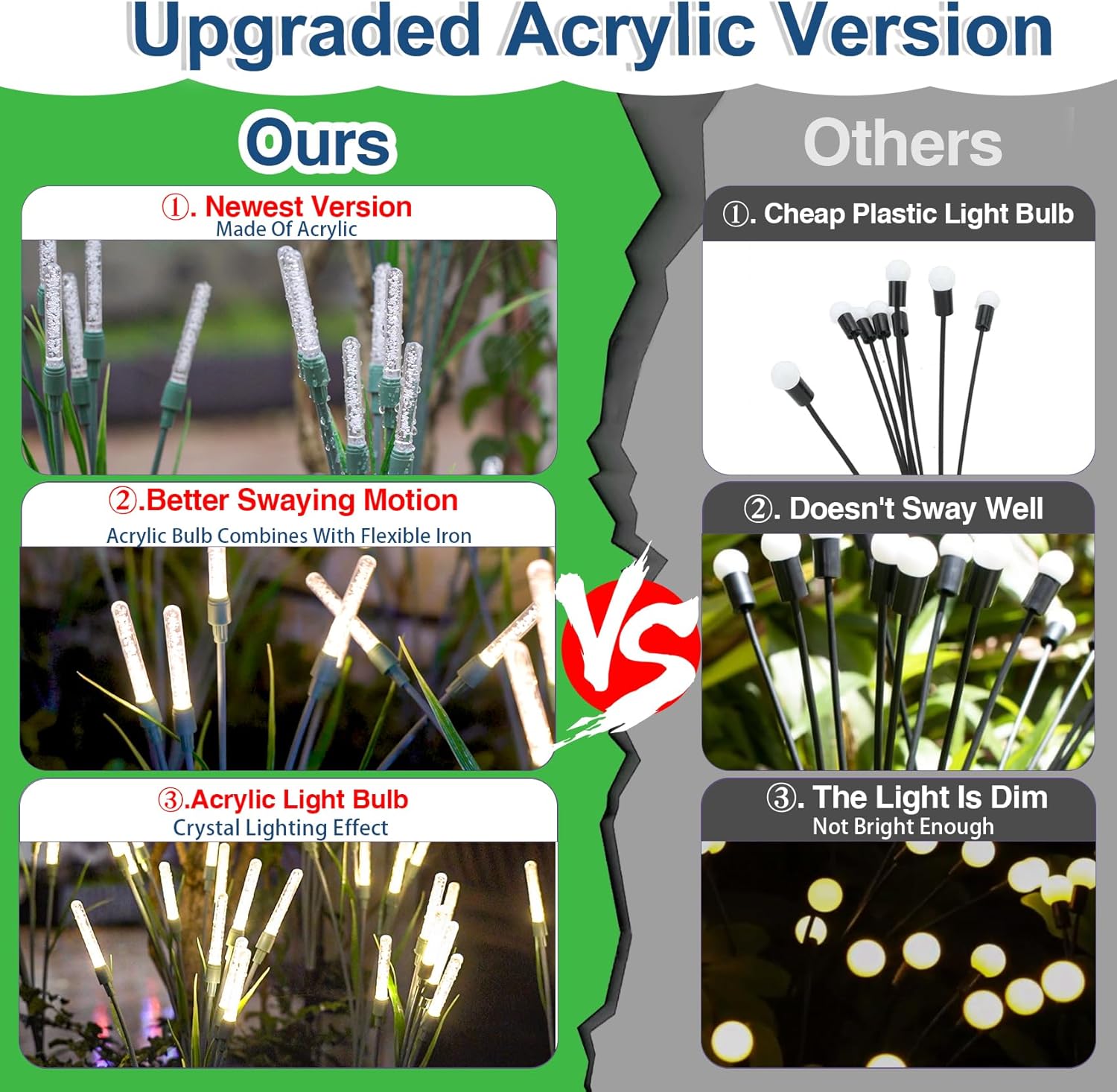 Detalle de DooYard Solar Garden Lights 4 Pack: Acrylic Firefly Solar Stakes