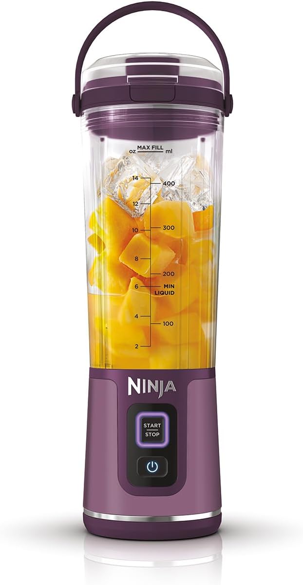 Detalle de Ninja Blast Tragbarer Mixer & Smoothie Maker BC151EUBK – 530 ml, kabellos, USB-C, zerkleinert Eis & gefrorenes Obst
