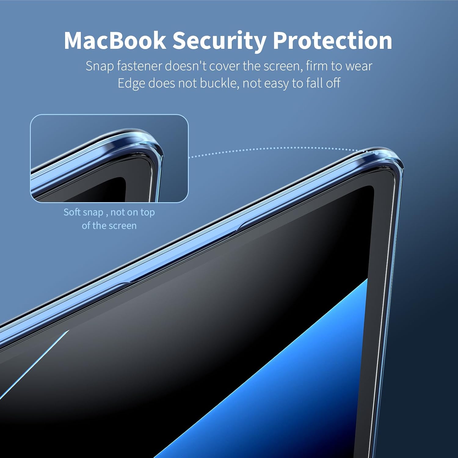 Detalle 2 de EooCoo Cover in plastica rigida trasparente compatibile con MacBook Air 13,6" 2022-2026 (A2681/A3113/A3240/A3449)