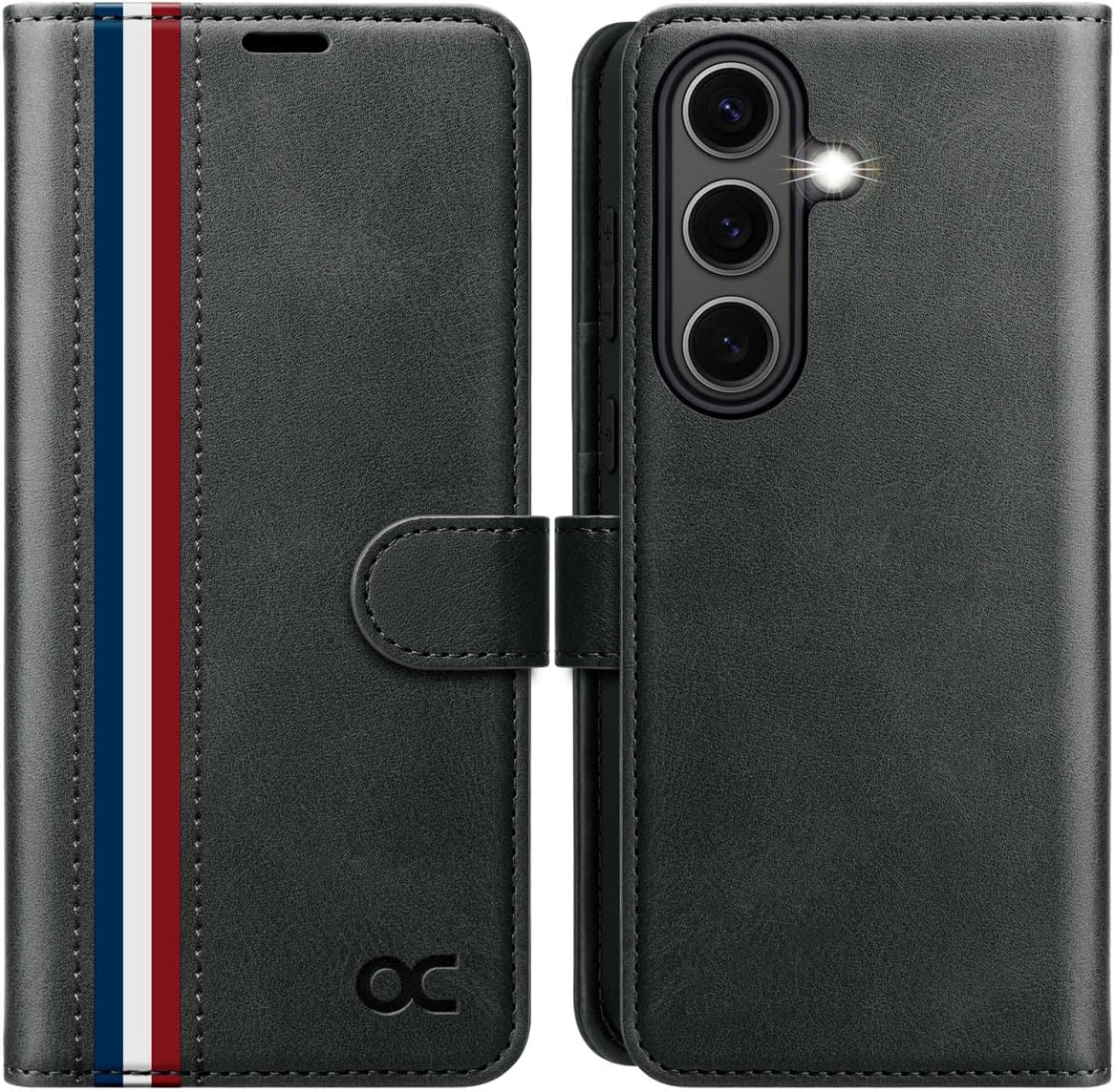 Detalle de OCASE Wallet-Hülle aus Leder für Samsung Galaxy S25 Plus 5G – RFID, Standfunktion