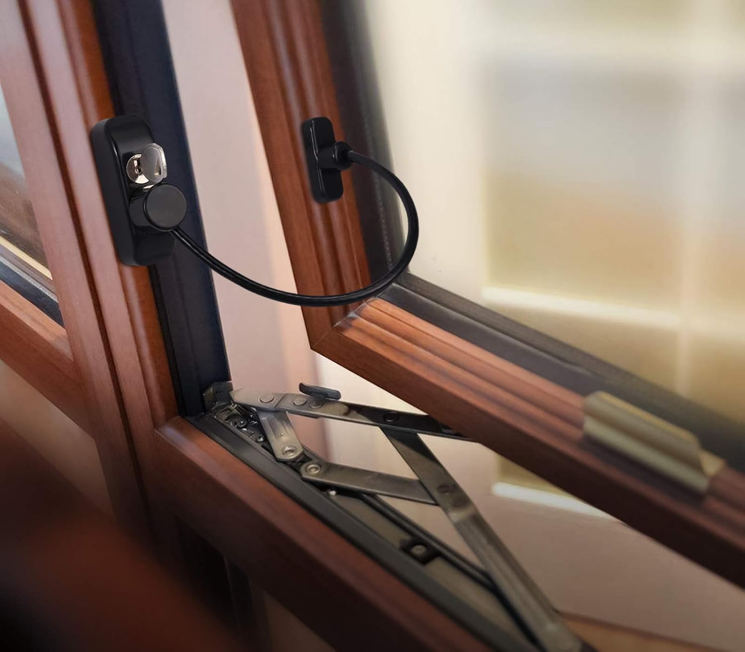 Thumbnail 4 de Neoteck window restrictor cable lock set (Black, 2 pcs) with key for child safety