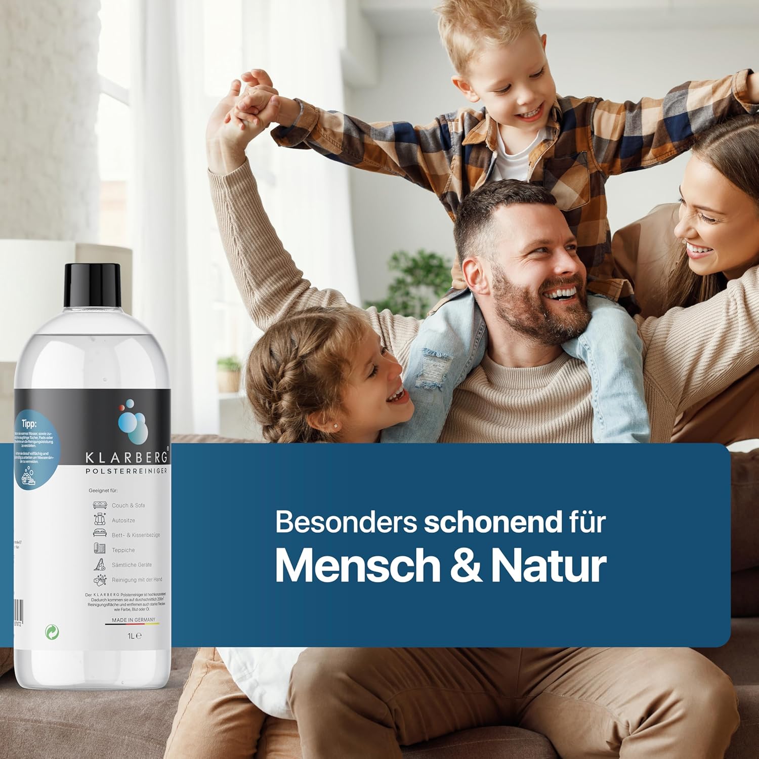 Thumbnail 3 de KLARBERG® 1L Waschsauger Polsterreiniger Konzentrat – Flecken- und Geruchsentferner für Sofa, Teppich & Autositze