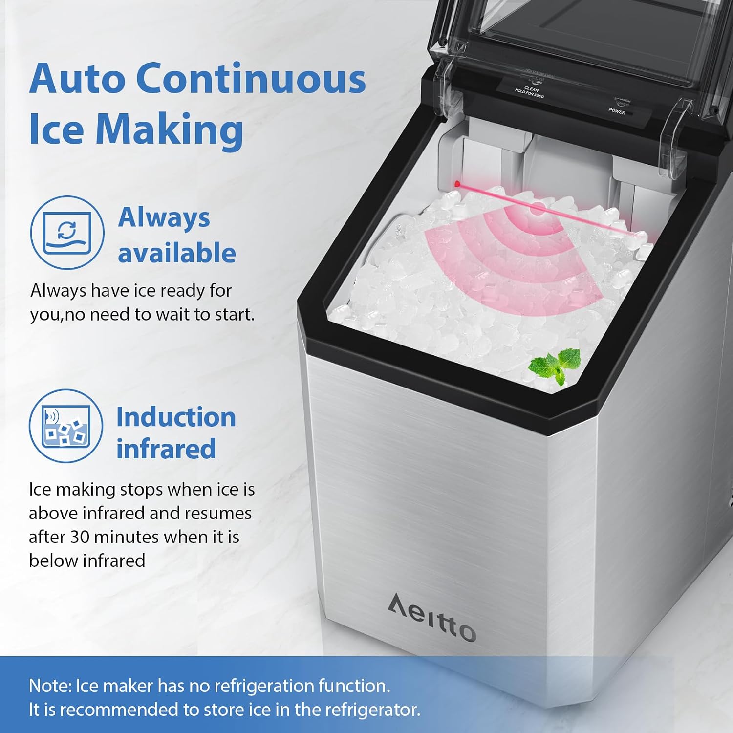 Detalle 2 de Aeitto Nugget Ice Maker, 55 lb/day