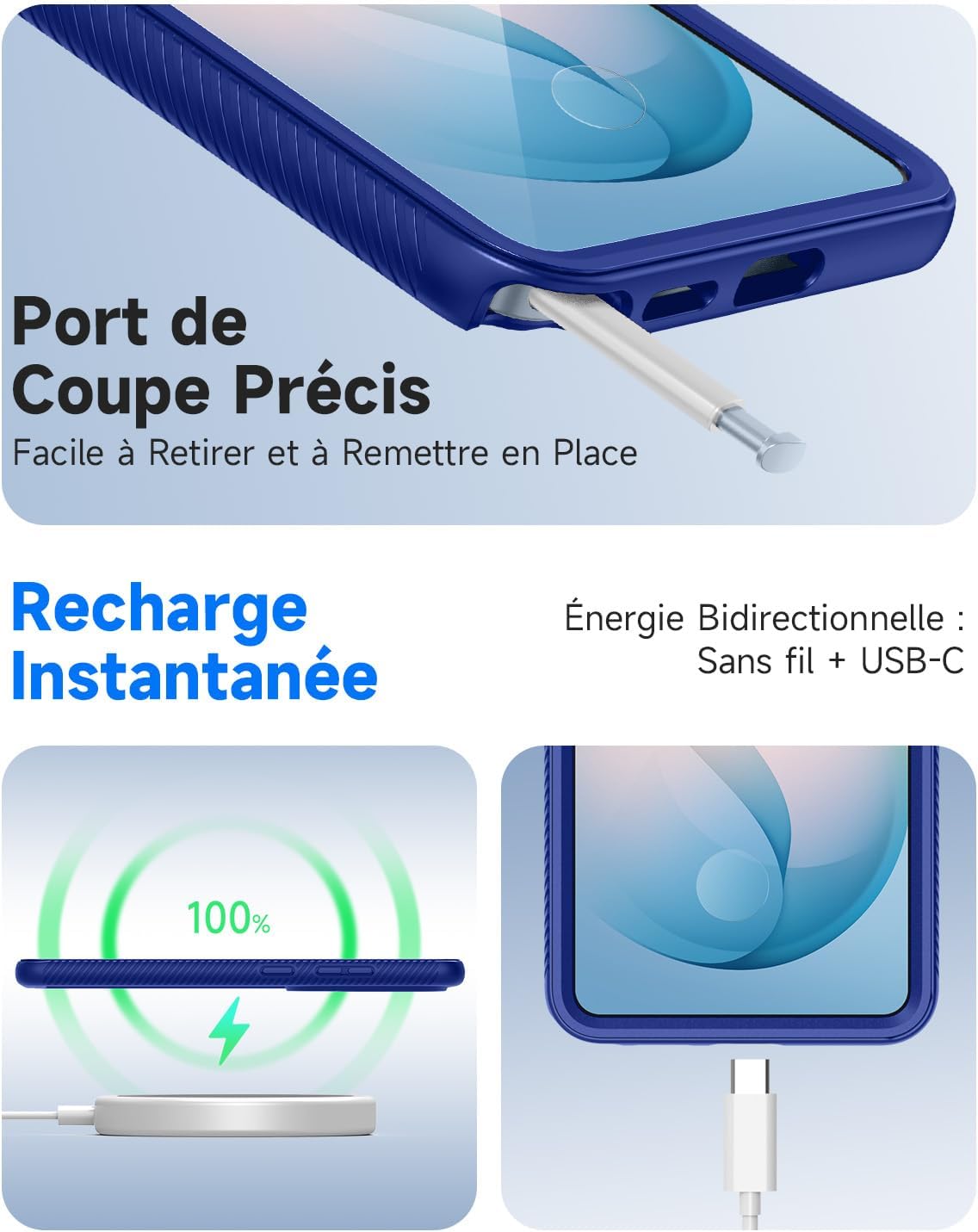 Detalle 2 de Coque 360° Séacosmo pour Samsung Galaxy S26 Ultra – Protection intégrale avec écran intégré, bleu