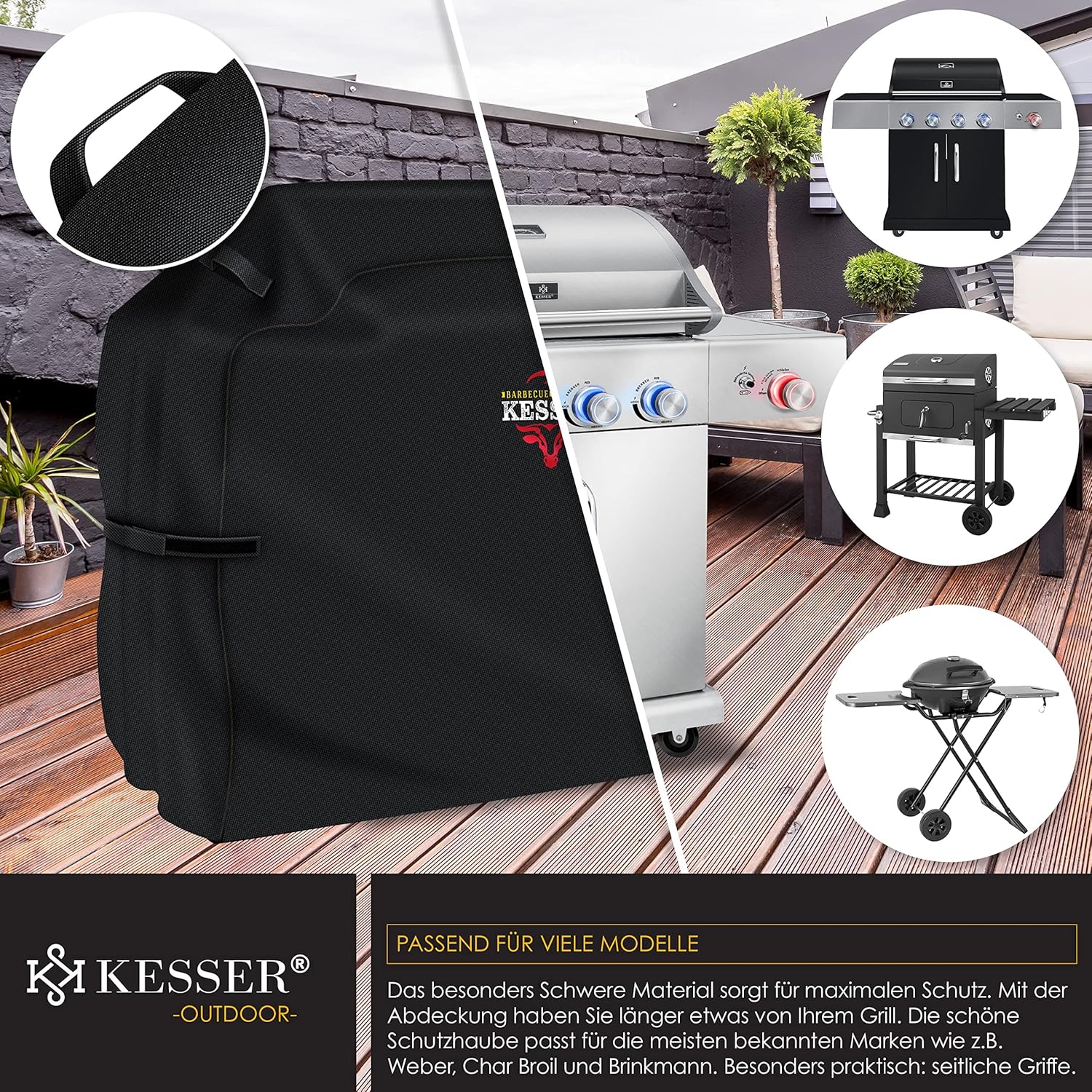 Thumbnail 5 de KESSER Grillabdeckung Wetterfest 76x66x109 cm – 600D Oxford Gewebe, wasserdicht und UV-beständig