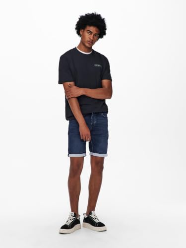 Detalle de Only & Sons Onsply Reg D Blue Jog PK 8582 Dnm Noos: Pantalones cortos hombre denim, Slim Fit