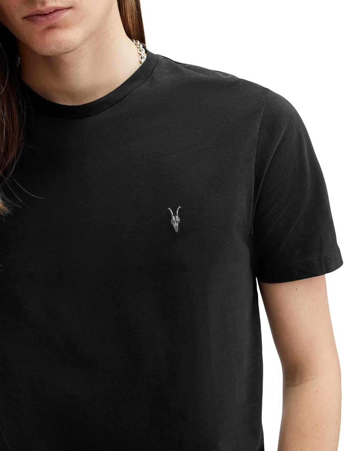 Thumbnail 1 de AllSaints Col Rond à Manches Courtes pour Homme — T-shirt ajusté en coton brossé carbone