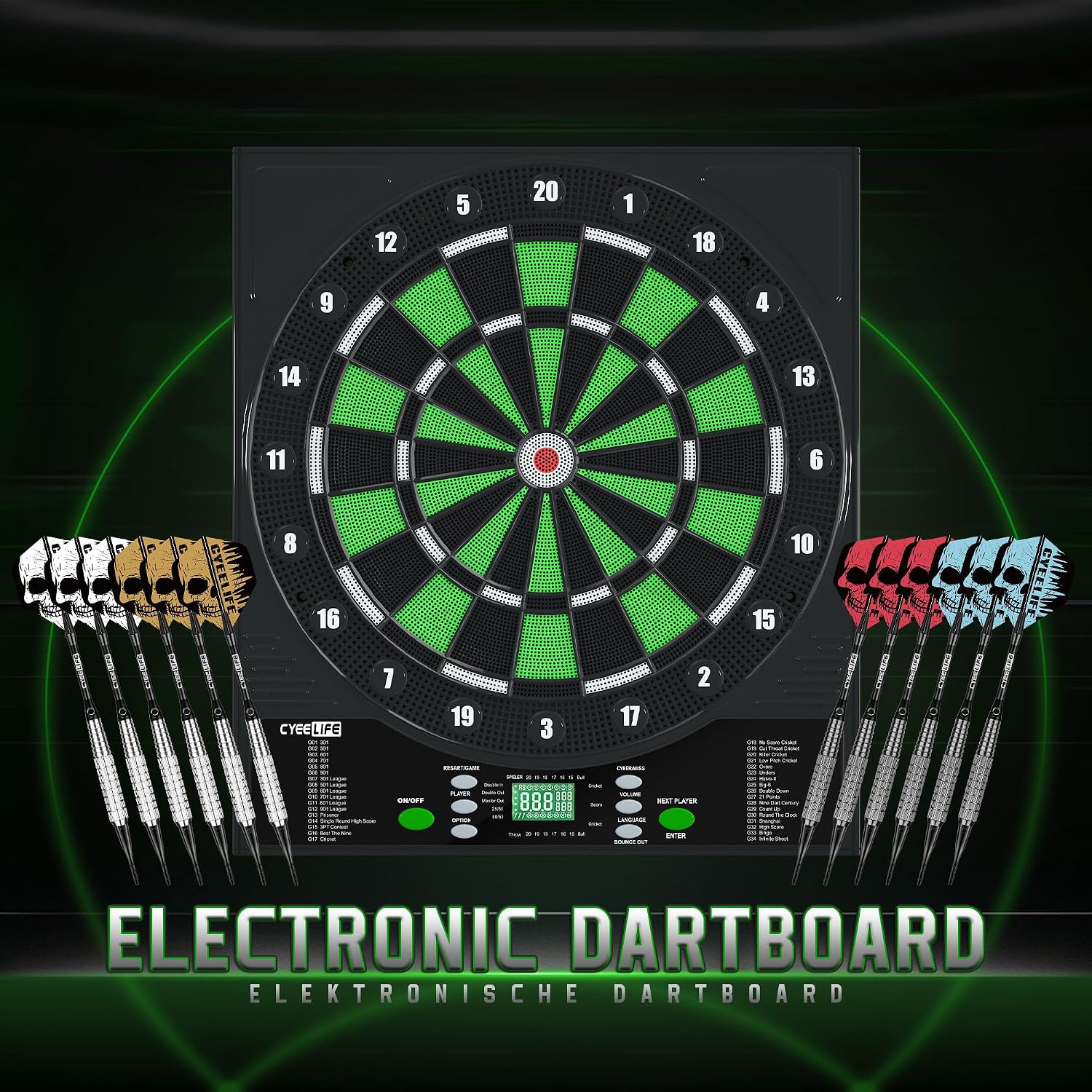 Thumbnail 6 de CyeeLife electronic dartboard, 35 cm playing area