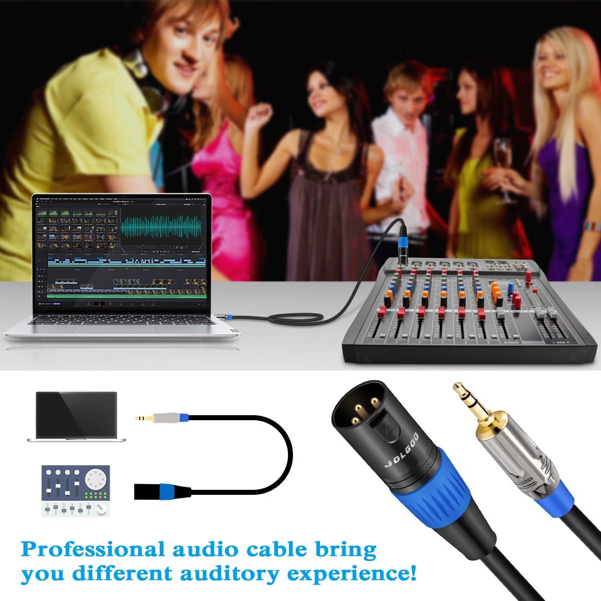 Thumbnail 2 de JOLGOO jg-cable-2019111102 3.5mm to XLR Cable, 10 Feet, Shielded