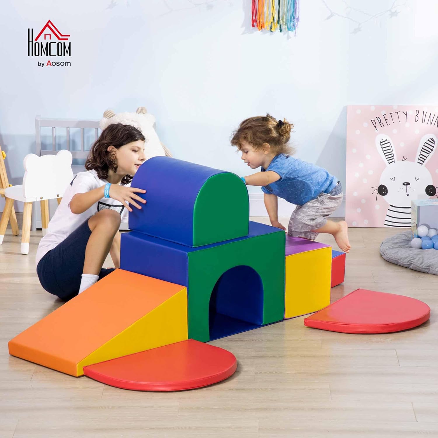 Thumbnail 1 de HOMCOM 7PCS Parcours motricité bébé – Jouets d'escalade en mousse multicolore