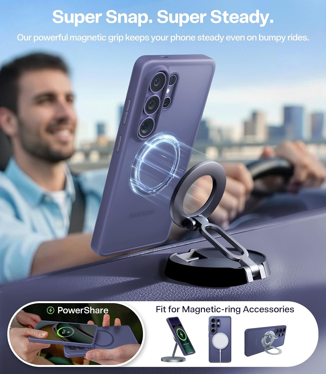 Detalle de TORRAS Magnetic Shockproof Case for Samsung Galaxy S26 Ultra (Purple) with MagSafe Compatibility