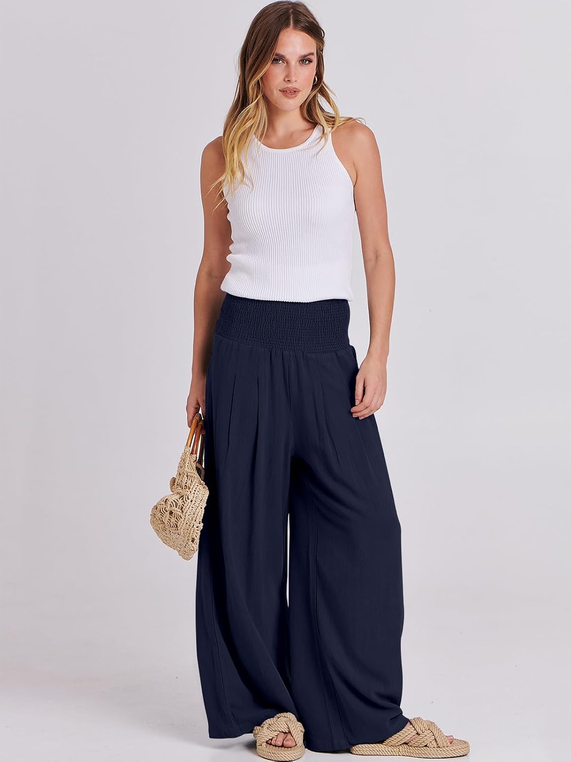 Thumbnail 5 de ANRABESS Linen Palazzo Pants High Waist 2026