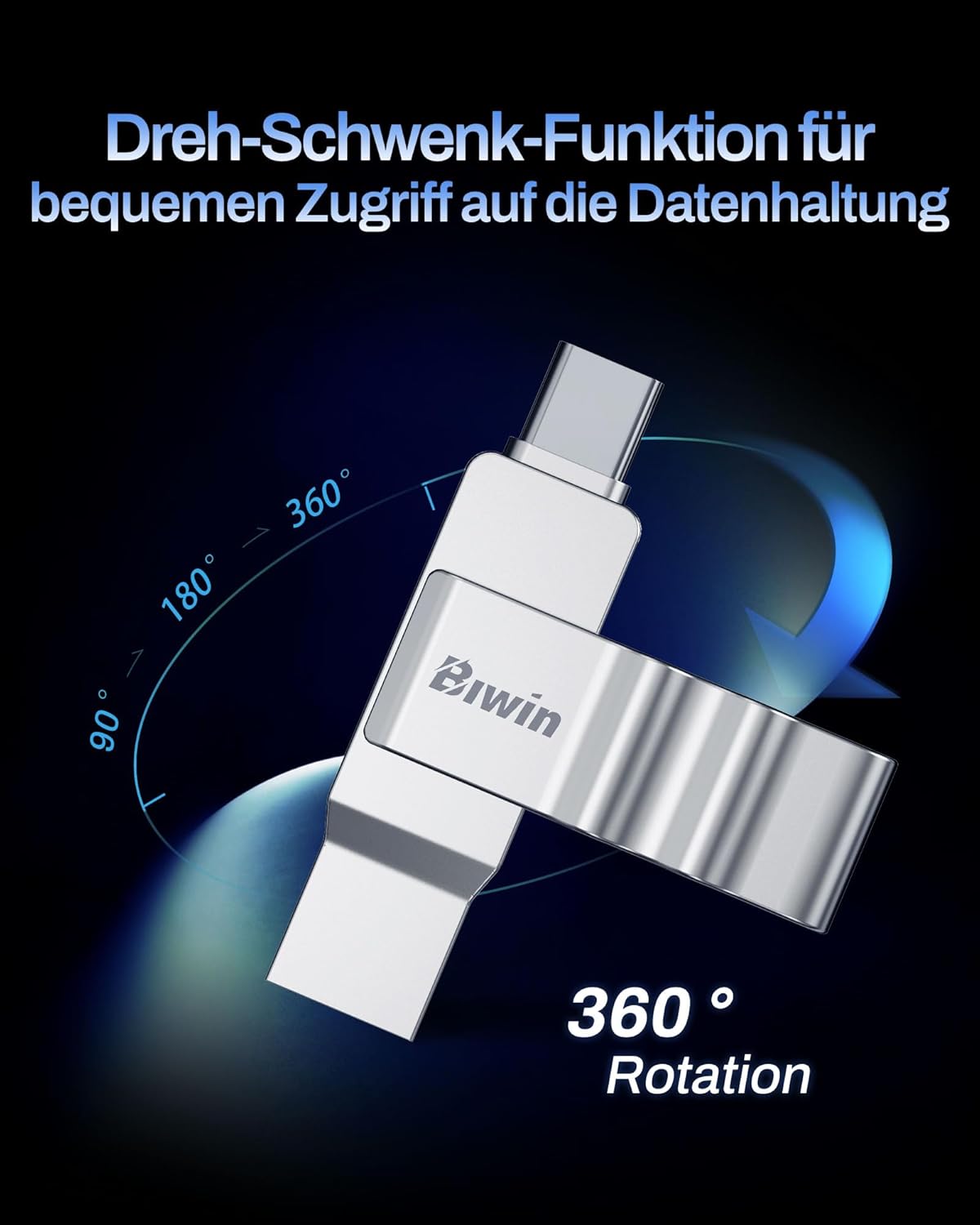 Detalle de Biwin UD150 USB-Stick 64GB – USB 3.2 Gen1 mit Dual-Anschluss (Type-A & Type-C)