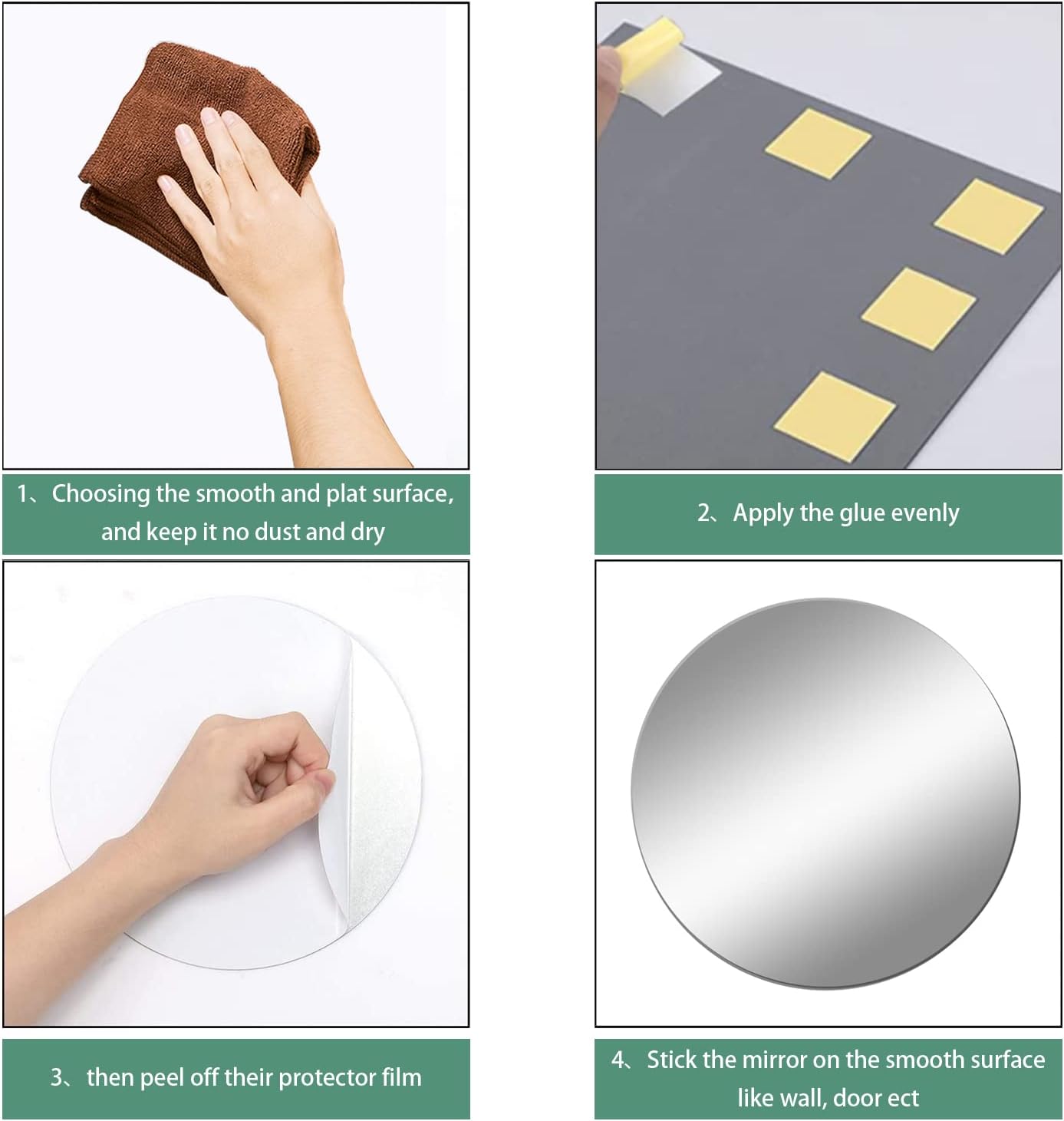 Thumbnail 2 de TAIANJI 2 Pcs Acrylic Round Mirror 30cm – Self-Adhesive, Non-Glass Wall Tiles