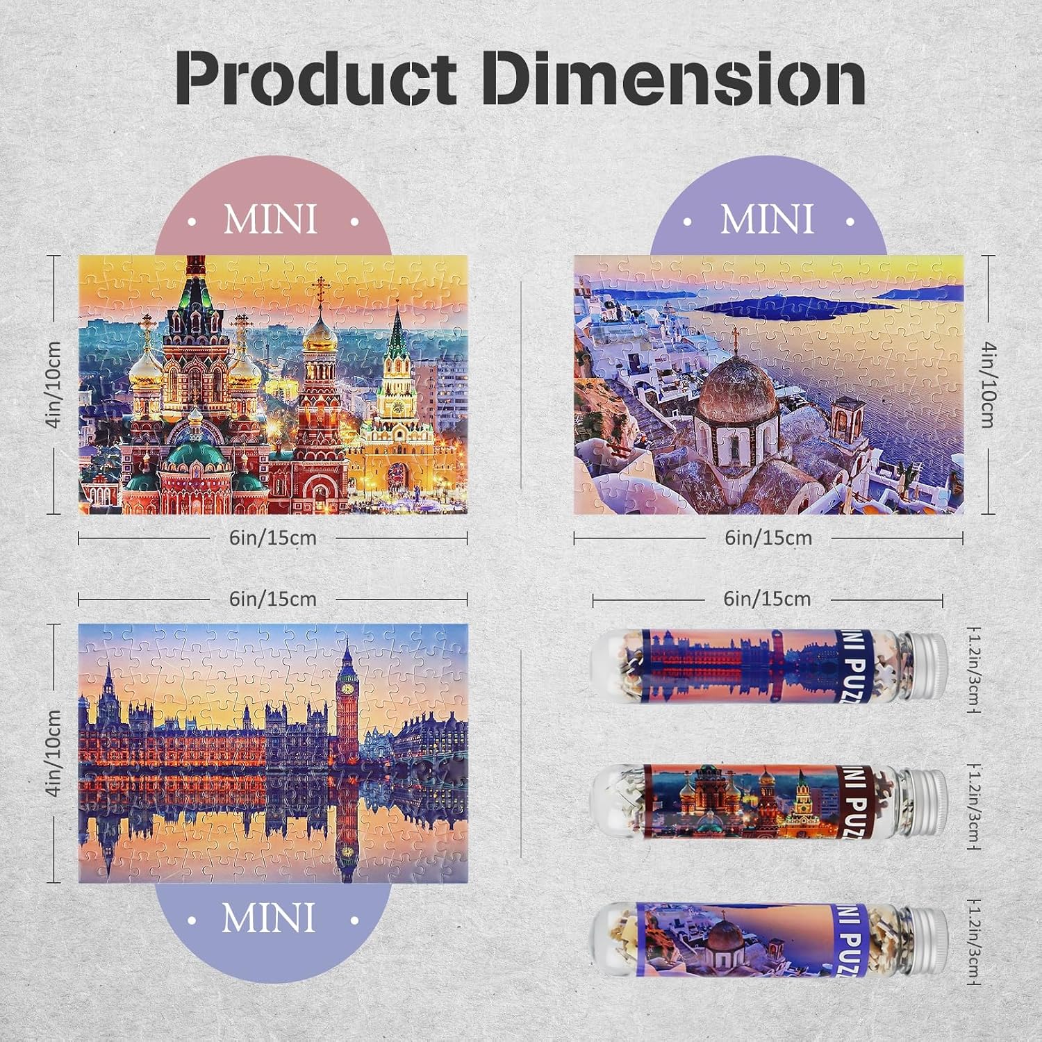 Detalle de MISITU 3er-Pack Mini-Puzzles (150 Teile) für Erwachsene – kompakte Kunst- und Knobelrunden