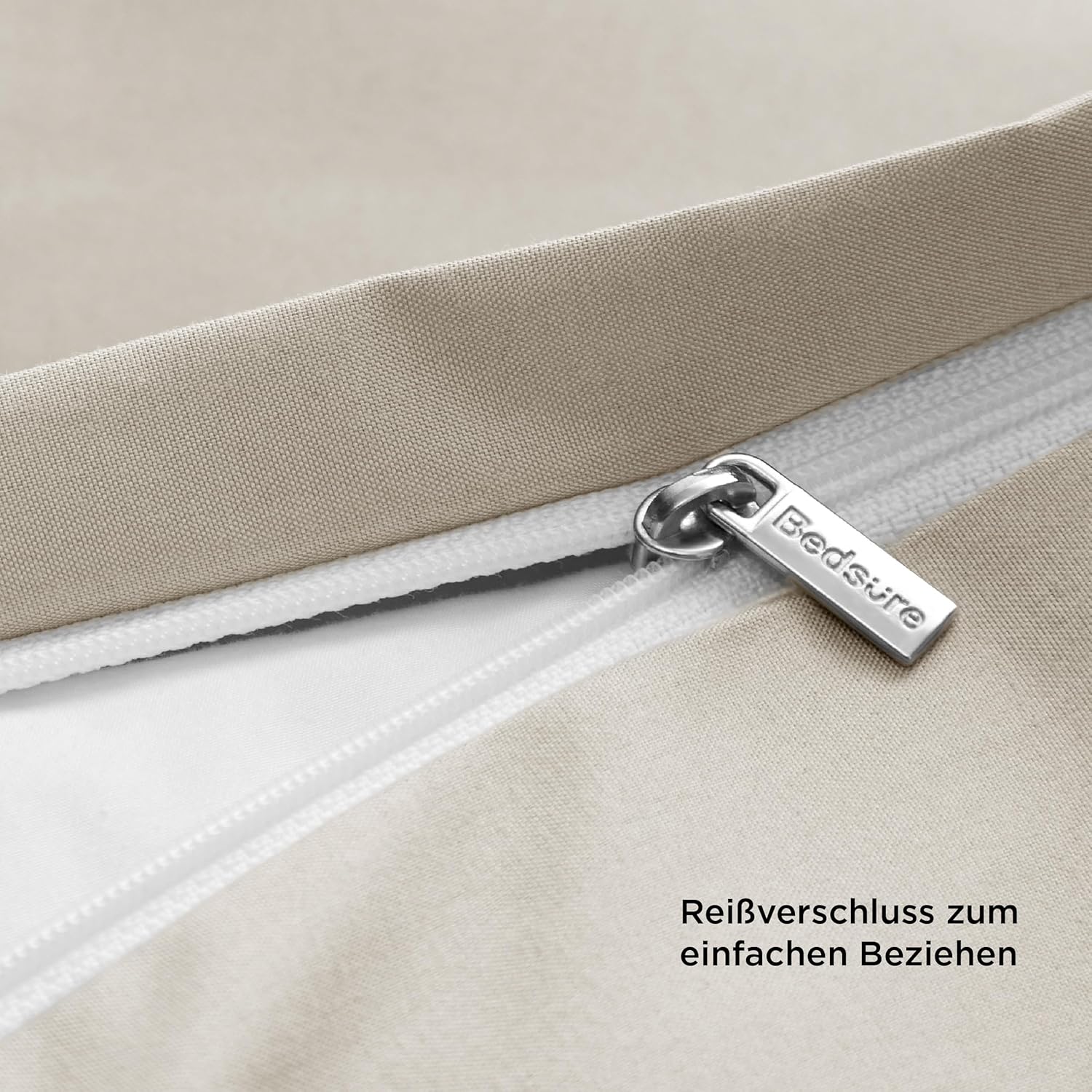 Thumbnail 6 de BEDSURE Bettwäsche 155x220 (3-teilig) Leinen-Look in Beige mit Reißverschluss