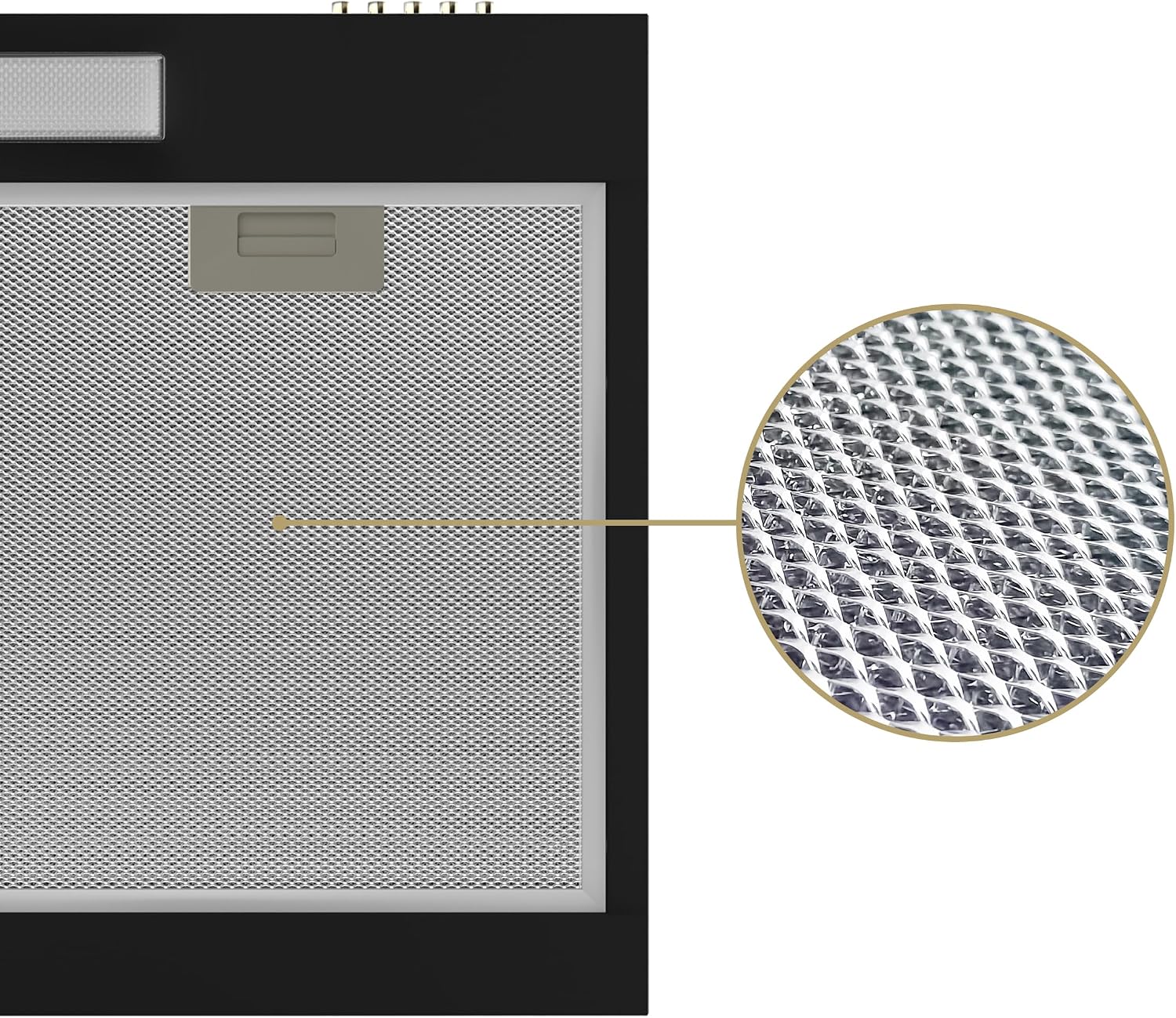 Detalle de CIARRA CBCB6903D A+ Unterbau-Dunstabzugshaube (60 cm) mit Umluft/Abluft und 3 Leistungsstufen