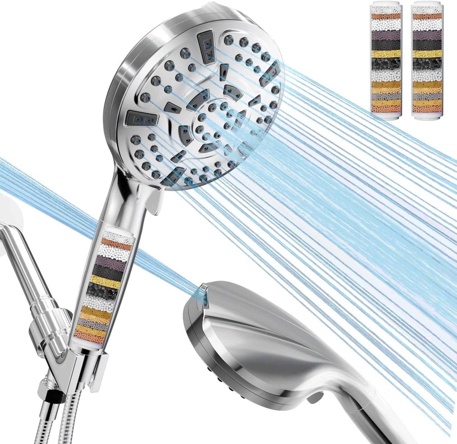 Detalle de VEHHE filtered shower head with KDF filter