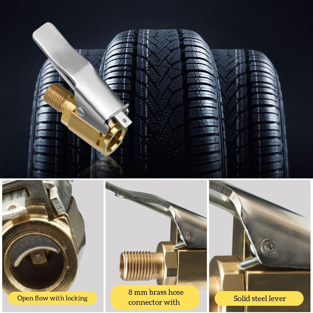 Detalle de URAQT Adaptateur de Valve de Pneumatique pour Voiture, 2pcs – Embout en Laiton et clip de tête de conversion