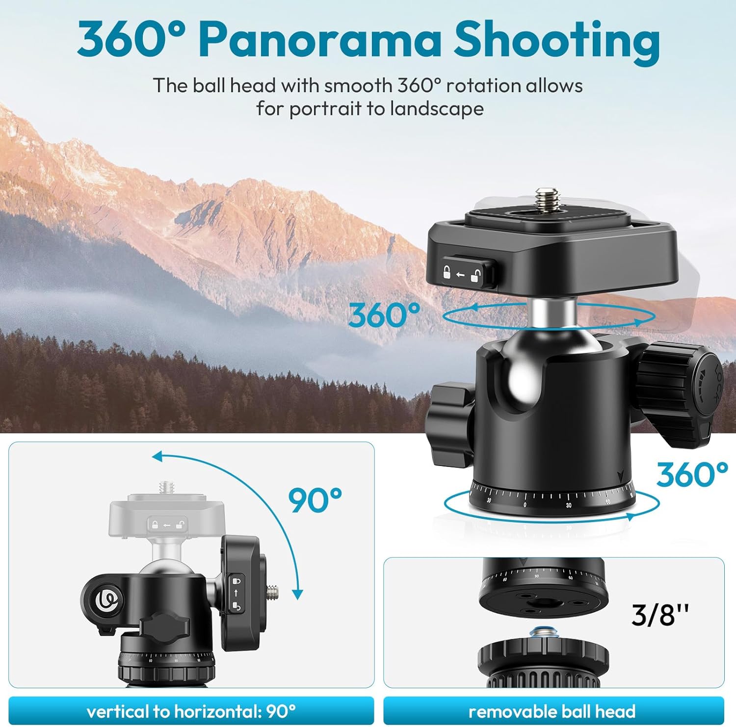 Thumbnail 3 de ULANZI TT53 71inch camera tripod with 360° ball head and Uka quick-release plate