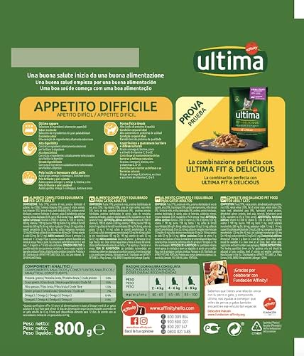 Detalle de Ultima Appetito difficile Trota - Crocchette per gatti adulti, confezione 8 x 800 g (totale 6,4 kg)