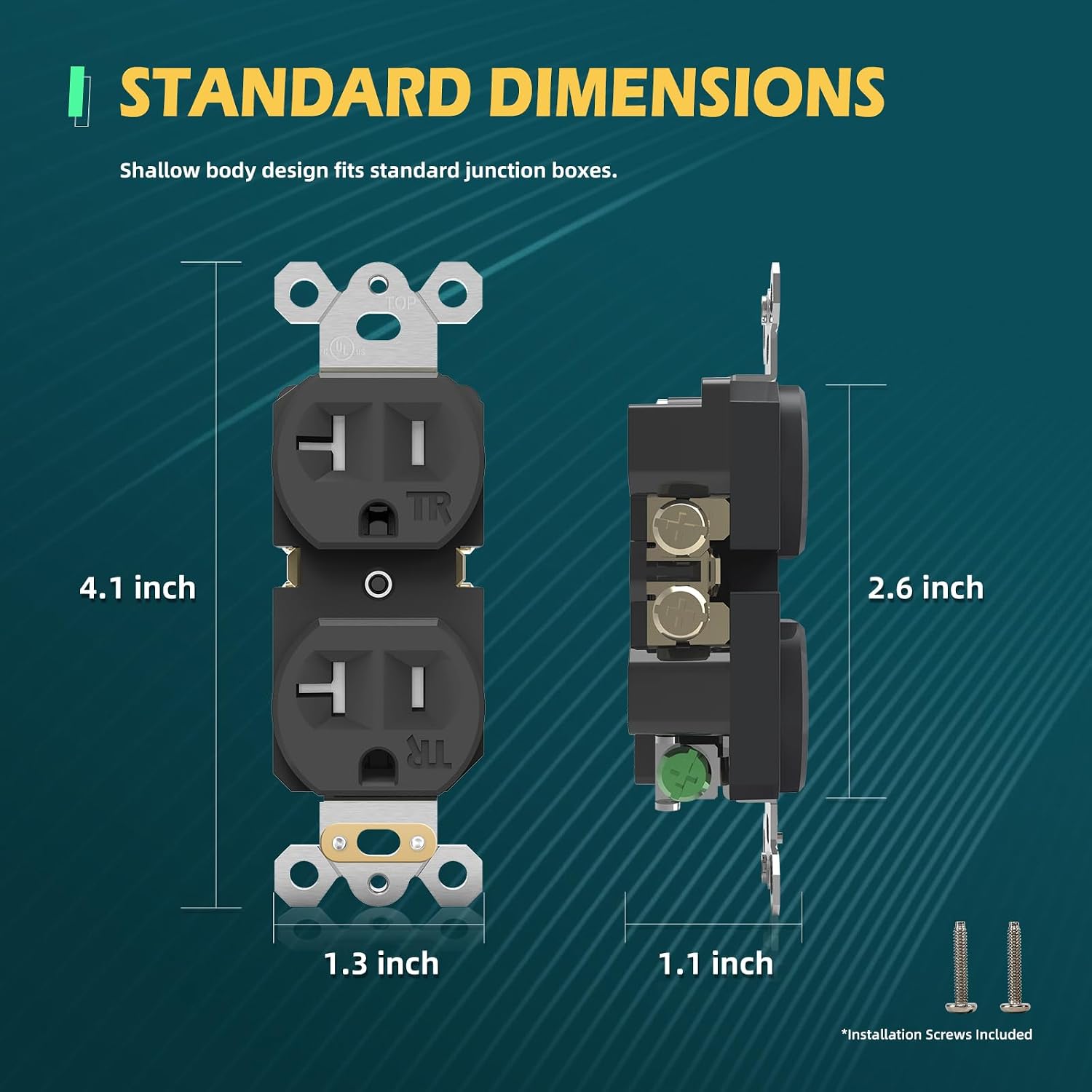Thumbnail 6 de TOPELER YSR020-BK 20-Pack 20A Black Tamper-Resistant Outlets