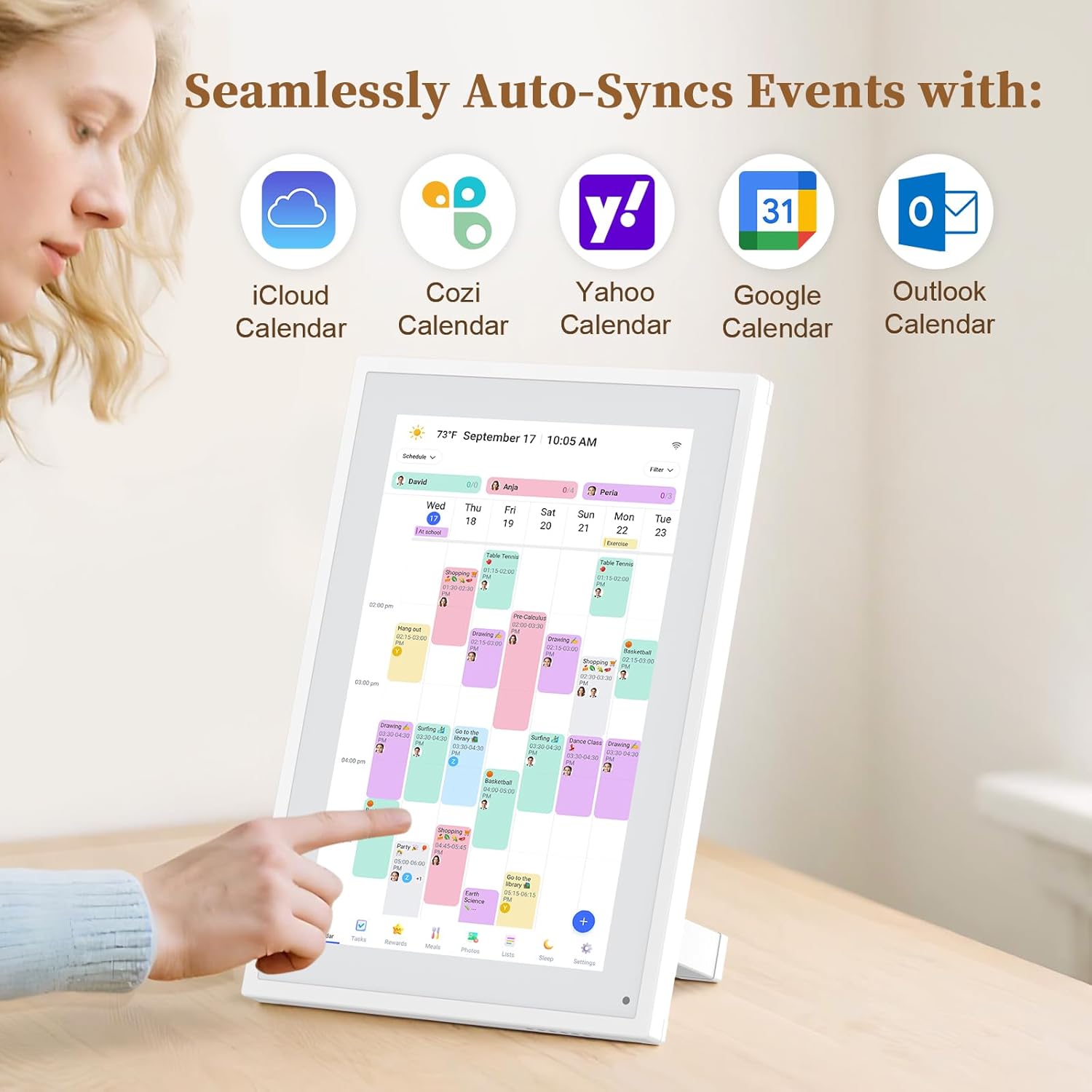 Thumbnail 1 de Herncptar Smart Digital Calendar 10.1" HD Touch Screen – A practical family planner with built‑in photo frame
