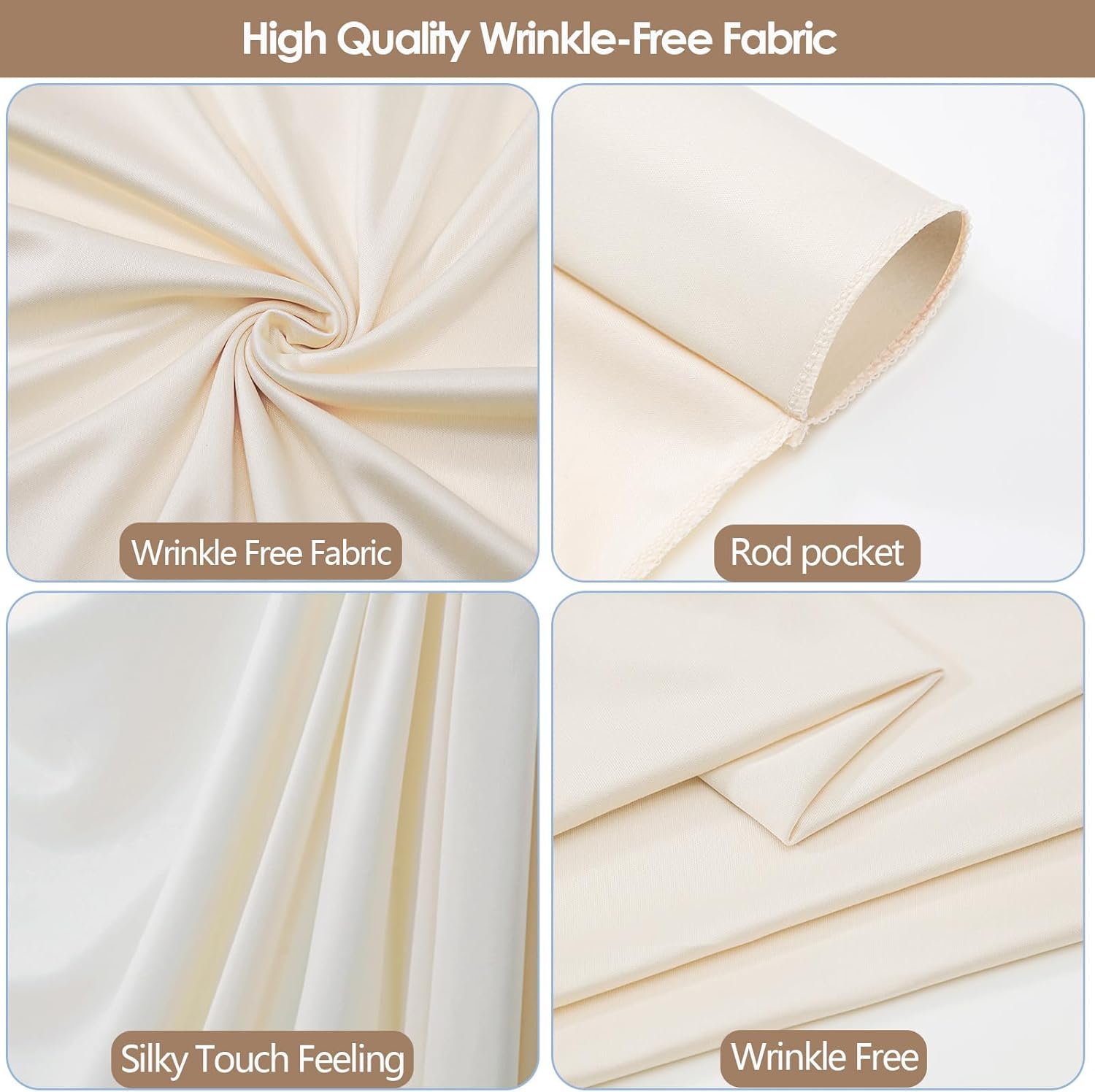 Thumbnail 3 de ESGOTBME 20x10ft Wrinkle-Free Ivory Backdrop Curtain (4 Panels, Soft Drape for Parties & Photography)