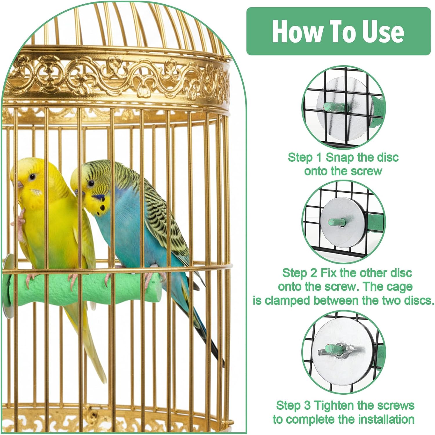 Thumbnail 2 de 2PCS Bird Beak Grinding Stone Perches for Cage – Durable Parrot Stand for Claws & Beak Care