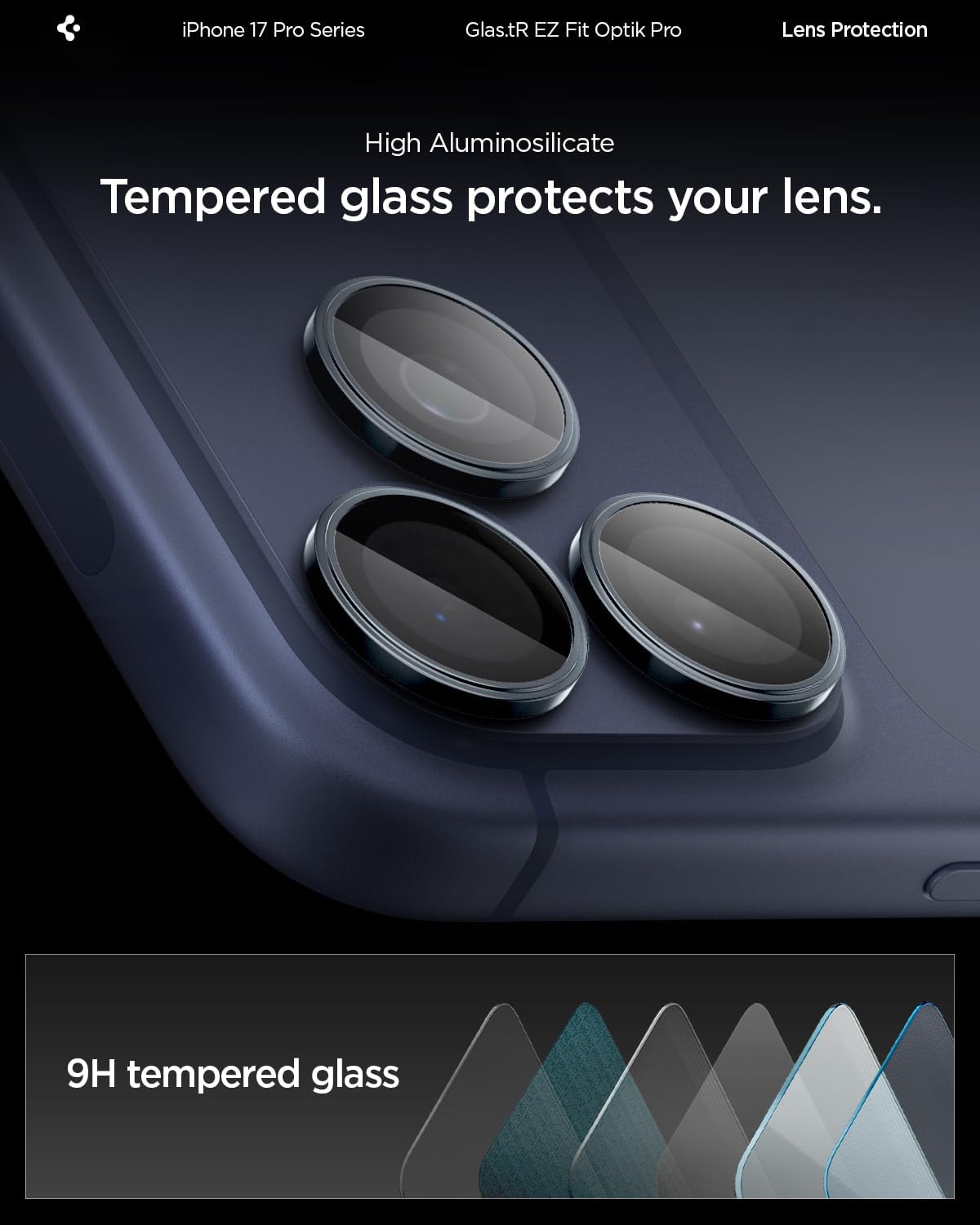 Thumbnail 5 de Spigen Glas.tR EZ Fit Optik Pro Protection caméra pour iPhone (2 pièces) – Bleu intense
