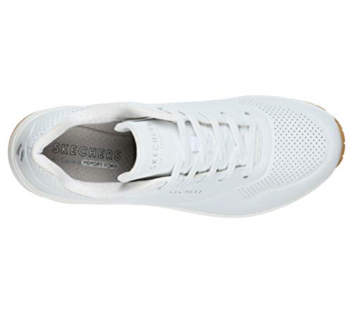 Detalle de Skechers Femme Uno-Stand on Air Basket White Durabuck/Mesh (39 EU Large) – Confort et allure décontractée