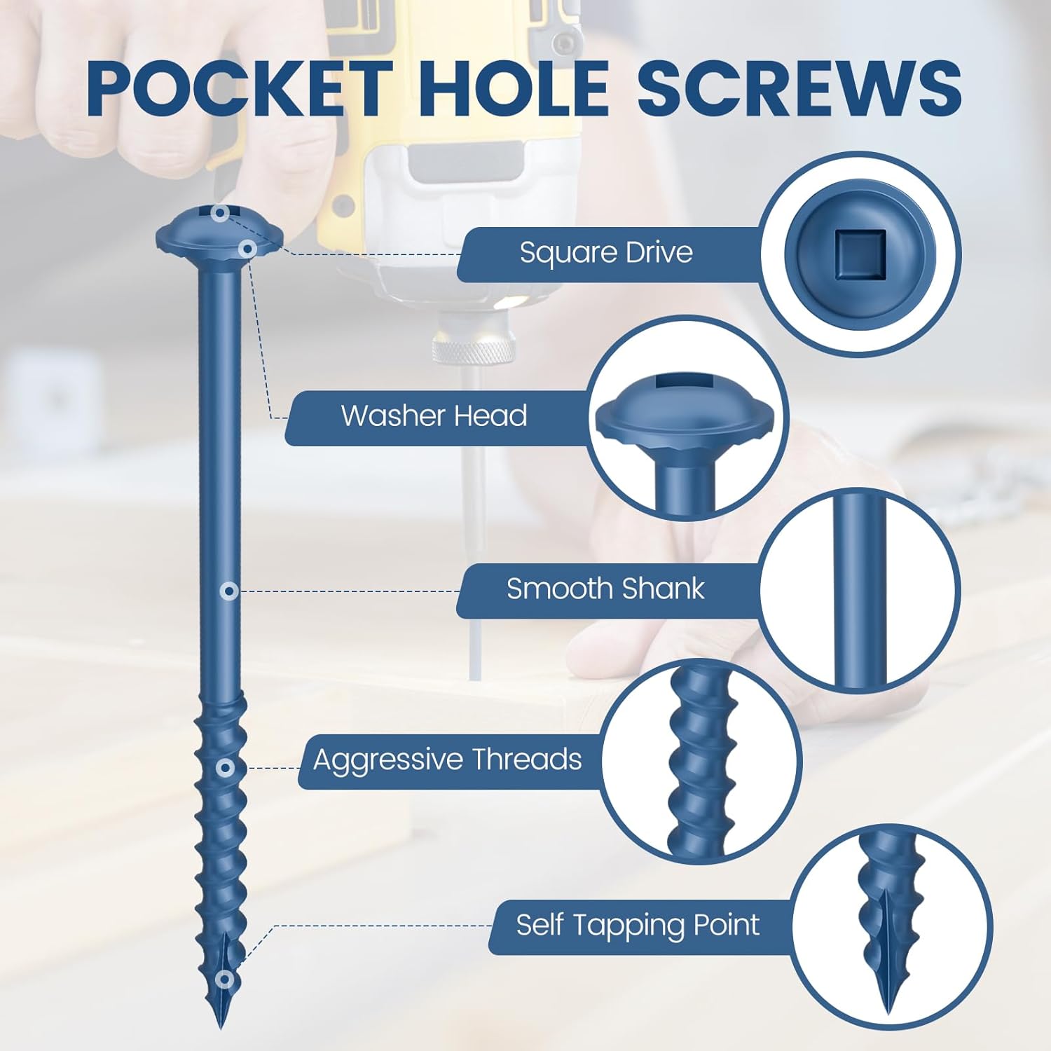 Thumbnail 4 de Kryonix Pocket Hole Screws 1 1/4" 1000pcs 📐