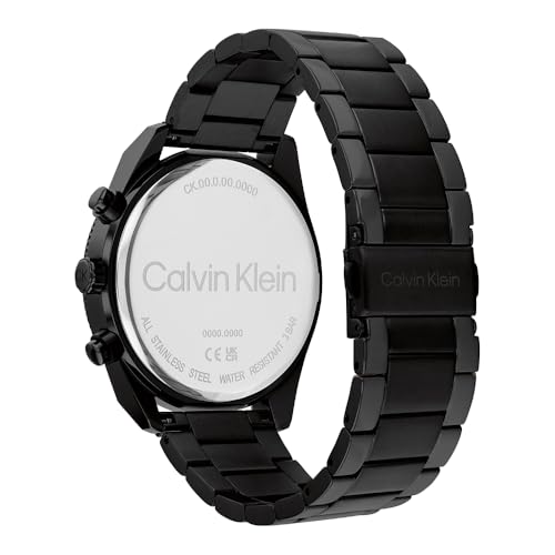 Detalle de Calvin Klein 25200359 Impact, reloj multifunción de cuarzo con esfera y correa negras