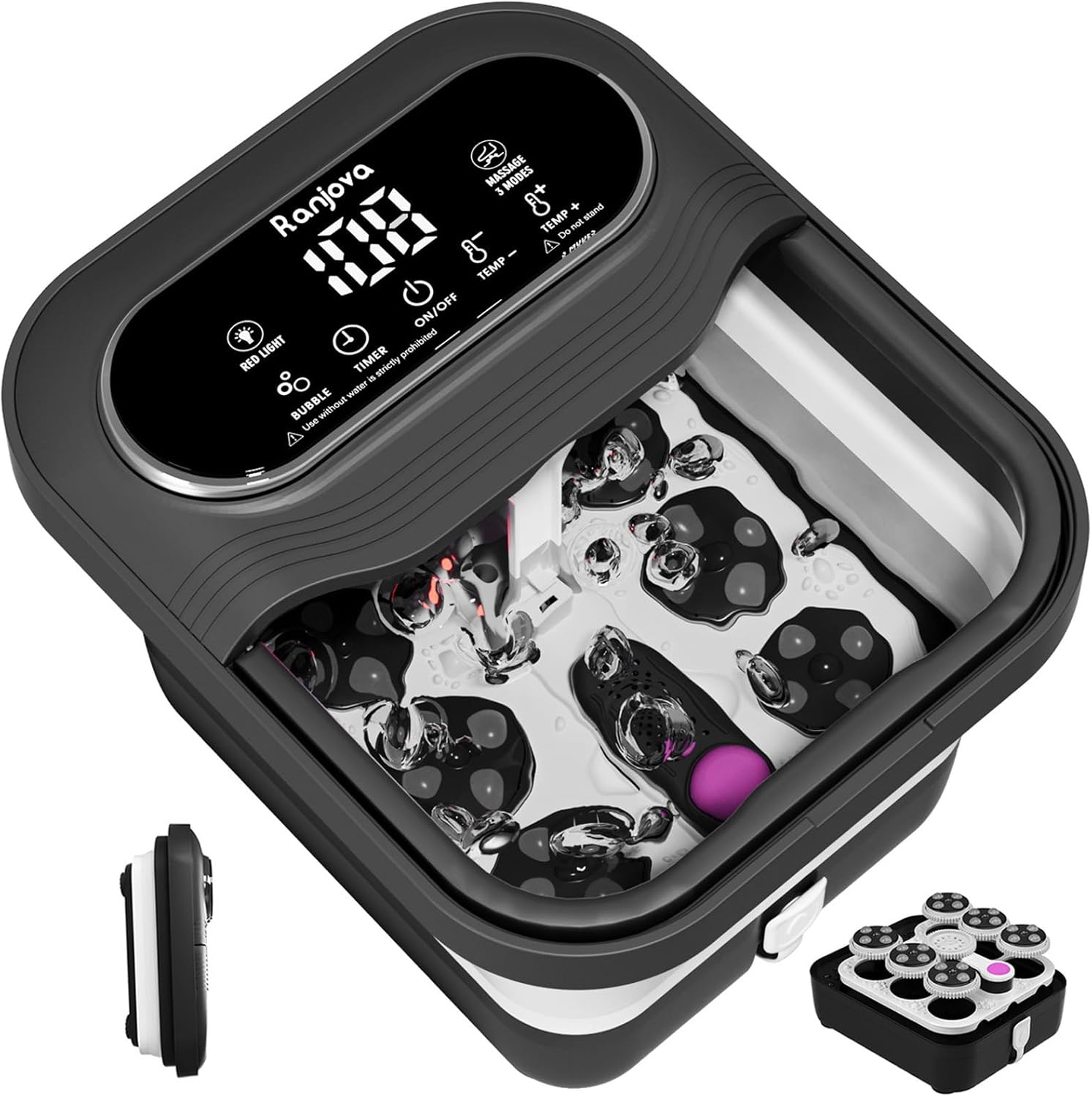 Detalle de Ranjova BE-F1200Pro Collapsible Foot Spa with Heat, Rotary Massage and Bubbles