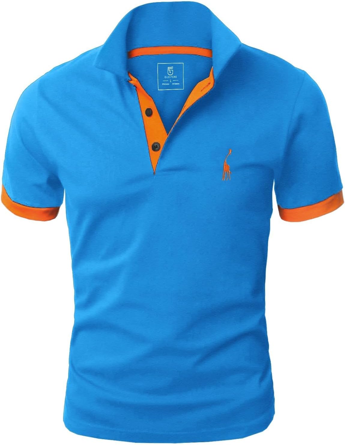 Detalle de GLESTORE Poloshirt Herren – Hemdkragen, kurzarm, Giraffenstickerei, vielseitiges Sommer-T-Shirt