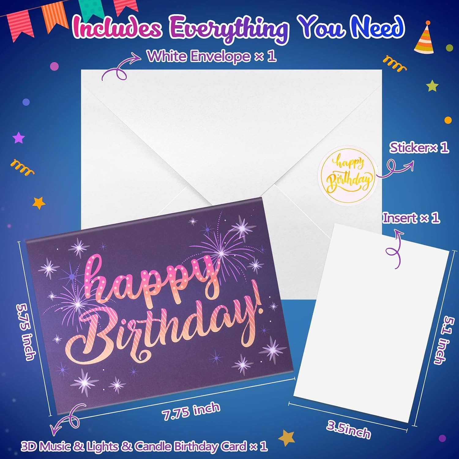 Thumbnail 5 de LIGHTS & SOUND Pop up Birthday Card 7.75x5.75 in
