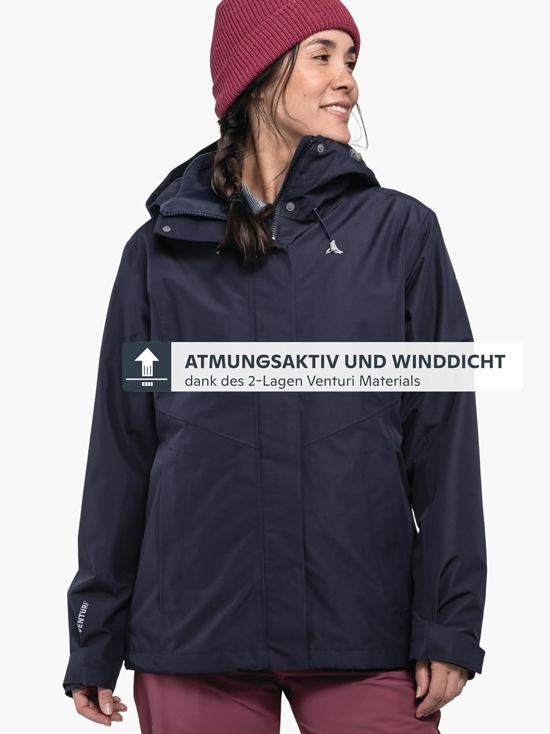 Detalle de Schöffel Damen 3in1 Jacket Style Okere WMS – Wasserdichte 3-in-1 Outdoorjacke mit herausnehmbarer Fleecejacke