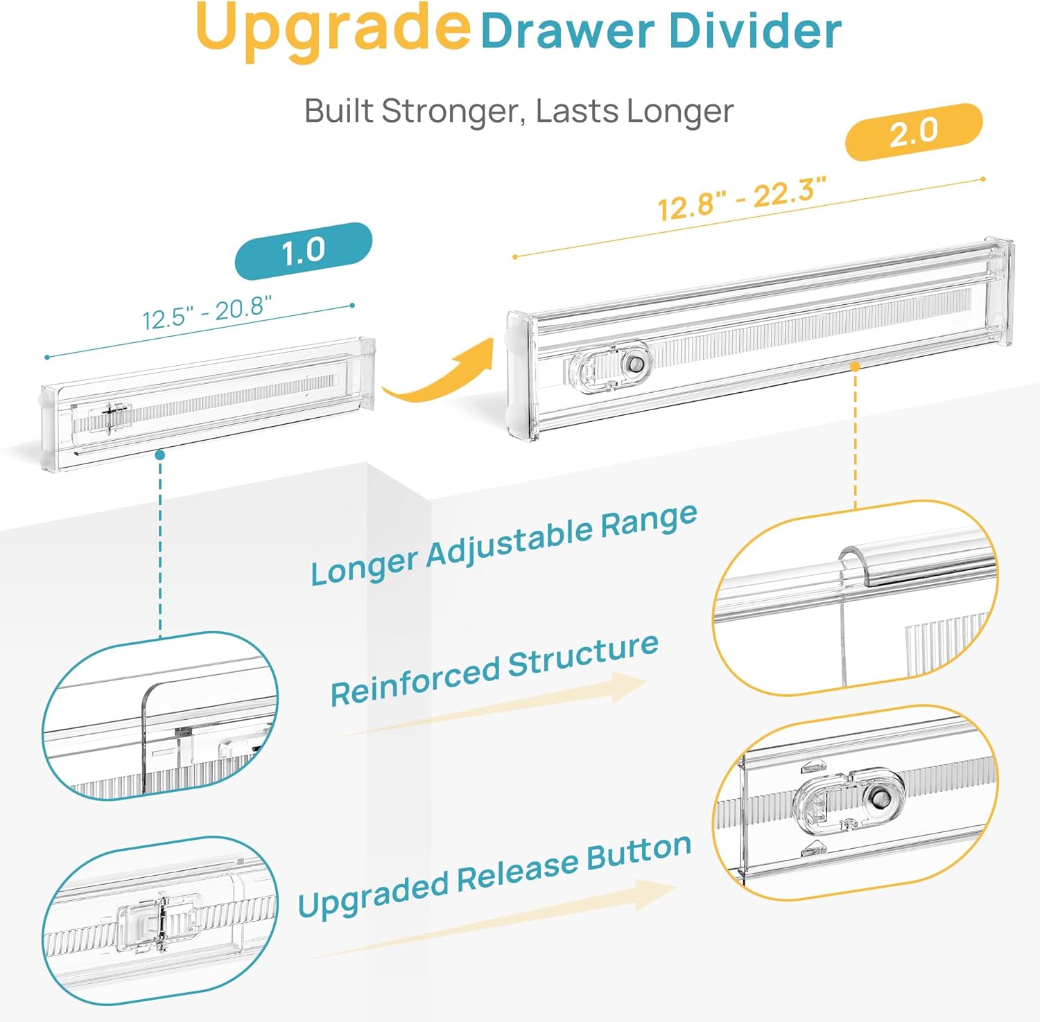 Thumbnail 5 de Vtopmart 4 Pack 2.36" Short Upgrade Drawer Dividers