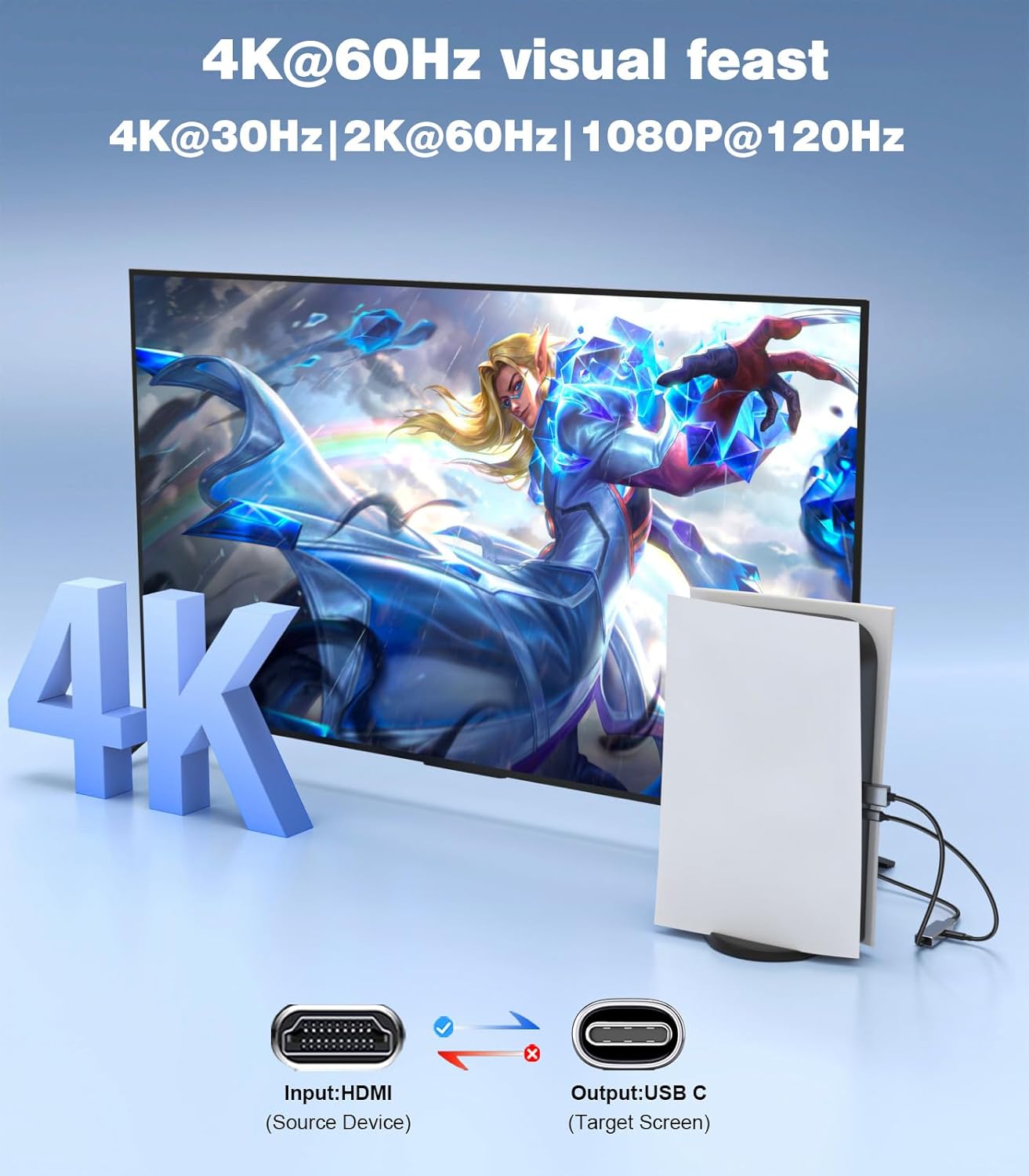 Detalle de SWITCHFLUX HDMI to USB-C Adapter: 4K60Hz Uni-Directional Source-to-Display Converter