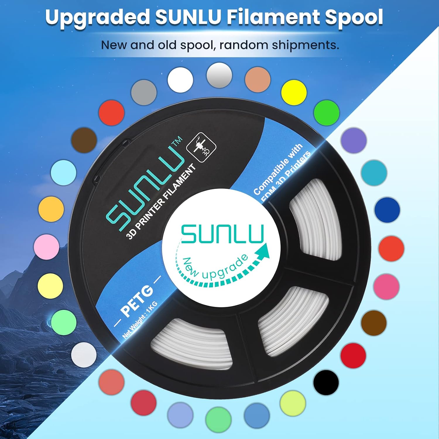 Thumbnail 1 de SUNLU PETG 1.75mm, 1kg White Filament – Strong PETG, Neatly Wound for Most FDM Printers