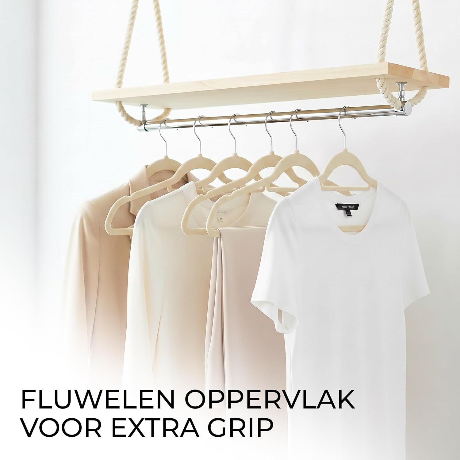 Thumbnail 6 de Utopia Home Premium fluwelen kledinghangers, ivoor, set van 20